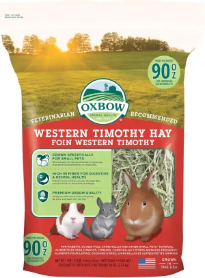 Oxbow Animal Health Western Timothy Hay, Guinea Pig Hay, Small Pet Bunny Supplies, All Natural Grass for Guinea Pig, Bunny, Chinchilla & Hamster, Oxbow Rabbit Supplies for Bunnies, 90 oz. bag