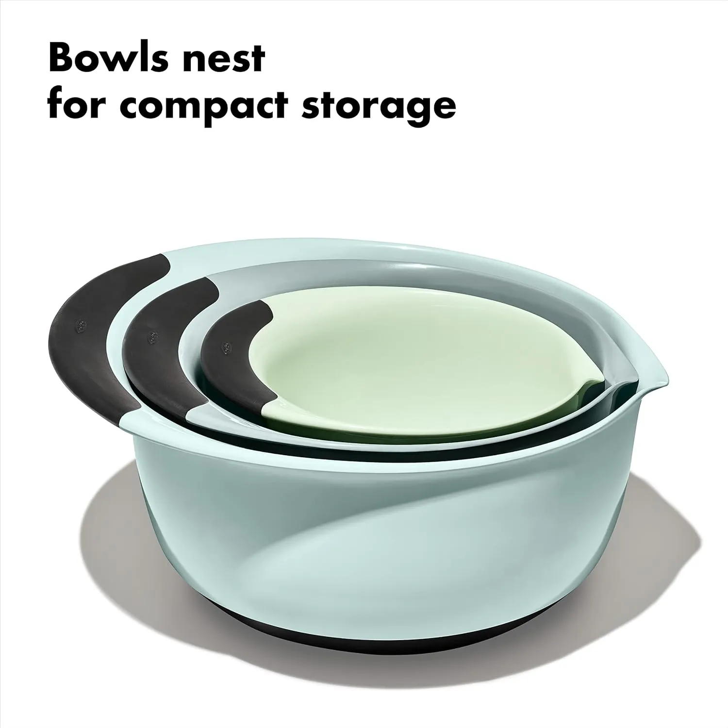 OXO Good Grips 3-Piece Plastic Mixing Bowl Set - Cadet Blue, Tower Gray, Jade, Small, Medium, Large