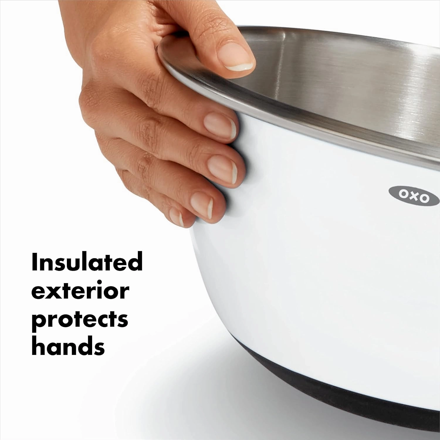 OXO Good Grips 3-Piece Stainless-Steel Mixing Bowl Set, White