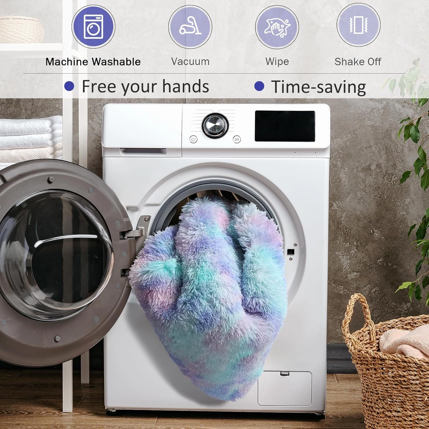 PAGISOFE Machine Washable Rainbow Runner Rugs for Girls Bedroom Hallway Plush Fluffy Purple Rug 2x6 Ft, Soft Carpet for Kids Room, Non-Slip Indoor Floor Rugs for Nursery Kids Girls Room Home Decor