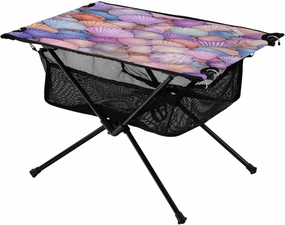 Painted Sea Shells Portable Folding Camping Table, Compact Lightweight Beach Table with Carrying Bag for Outdoor Picnics, BBQs, Camp