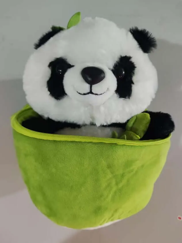 PandaPal™ Simulated Bamboo Tube Flower Panda Pillow