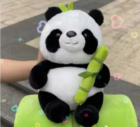 PandaPal™ Simulated Bamboo Tube Flower Panda Pillow