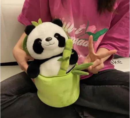 PandaPal™ Simulated Bamboo Tube Flower Panda Pillow