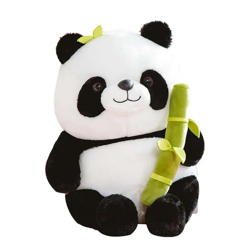 PandaPal™ Simulated Bamboo Tube Flower Panda Pillow