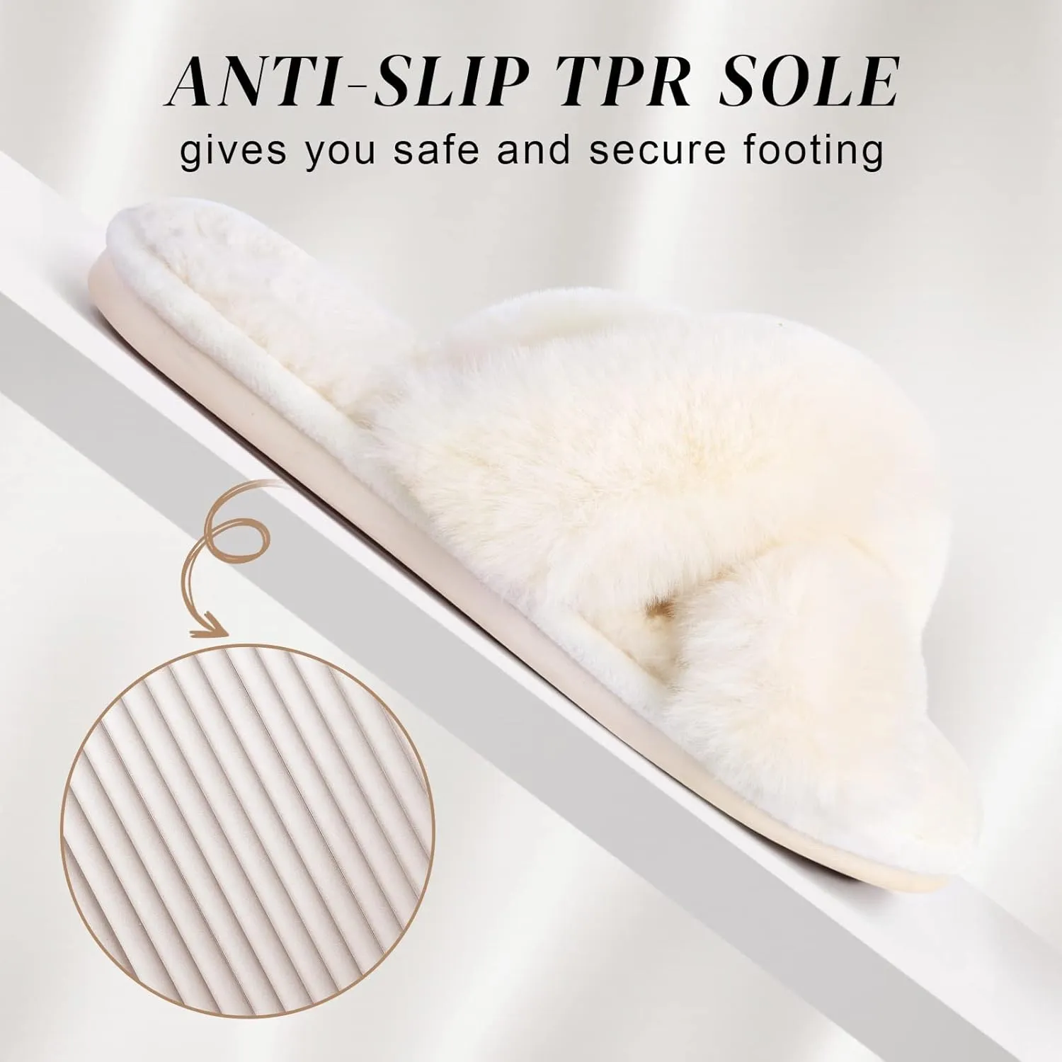 Parlovable Women's Fuzzy Slippers Comfy Cross Band House Shoes Memory Foam Open Toe Indoor Gifts for Ladies