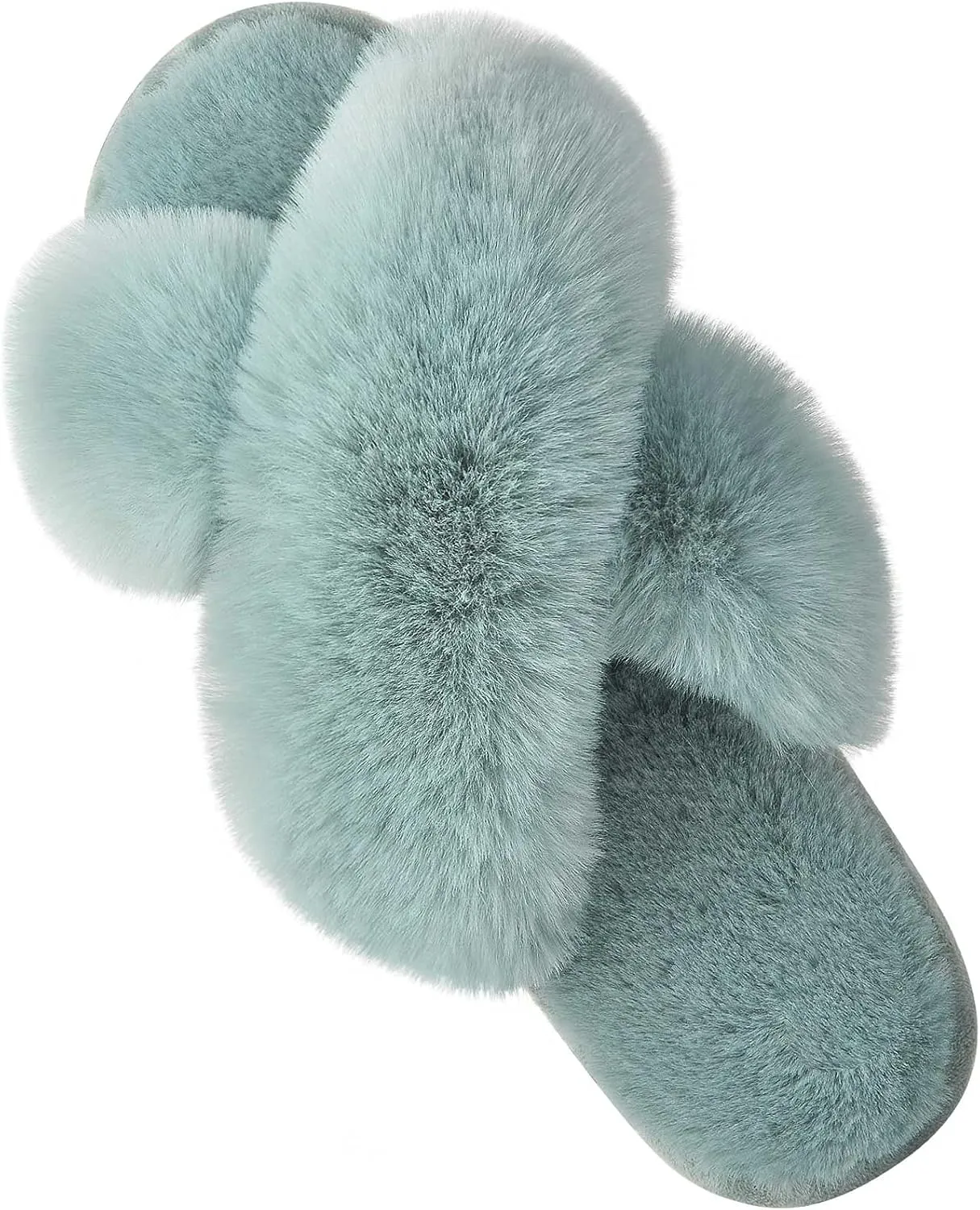 Parlovable Women's Fuzzy Slippers Comfy Cross Band House Shoes Memory Foam Open Toe Indoor Gifts for Ladies