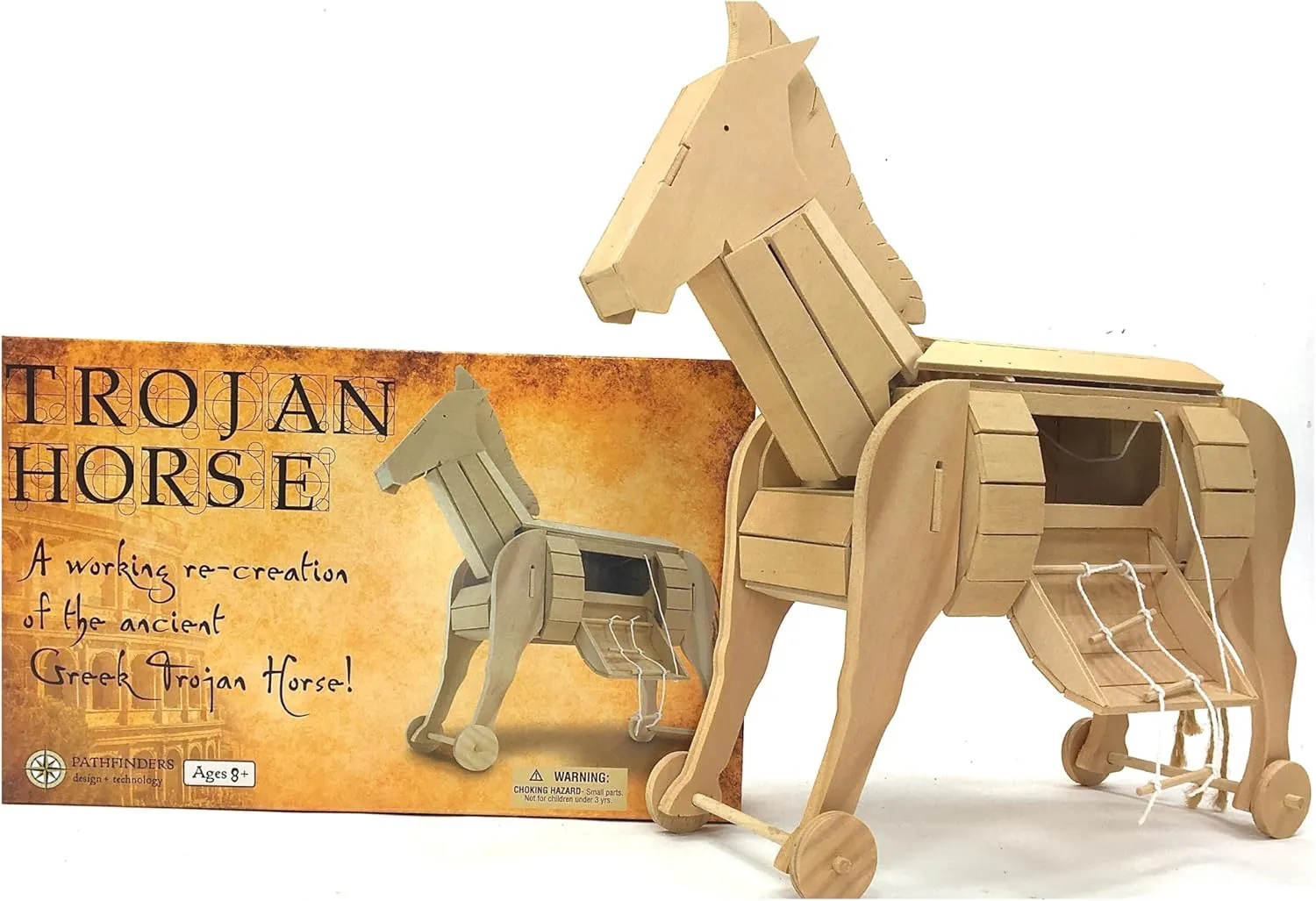 Pathfinders STEM Kit – Trojan Horse Model | DIY Wooden Craft Kit for Kids 10-14 | Girls Arts & Crafts STEM Gift | Ancient Greek History Project | Hands-On Educational Toy Engineering and Science