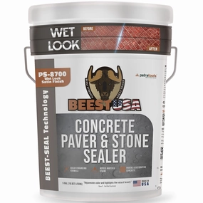 Paver Sealer - 8700 Wet Look (Satin Finish) - 5 Gallon Covers up to 875-1250 sq ft (2 Coats)| Concrete Sealer Outdoor - Color Enhancing Acrylic Sealant for Stones, Patios, Pavers, Bricks & Driveways