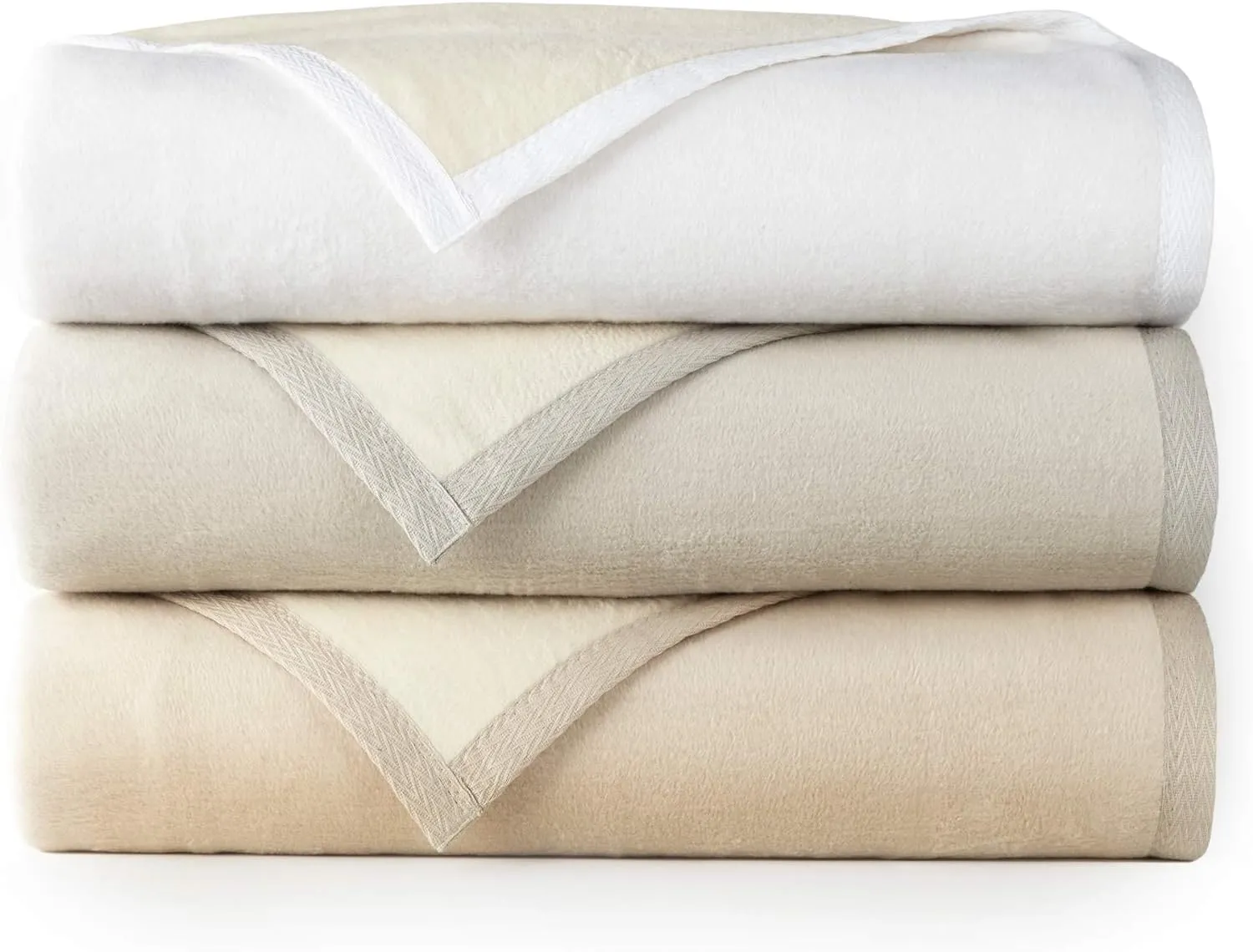 Peacock Alley Favorite Luxury Reversible Cotton Blanket for Year Around Use - 100% Long Staple Cotton, Imported from Portugal - Full/Queen, White
