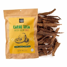People's Choice Beef Jerky - Carne Seca - New Mexico Hatch Green Chile - Healthy, Sugar Free, Zero Carb, Gluten Free, Keto Friendly, High Protein Meat Snack - Dry Texture - 1 Pound, 16 oz - 1 Bag
