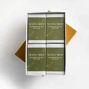 Peppermint Tea Tree Bath Soaps, Calms & Soothes with Pure Peppermint Tea Tree Extracts & Essential Oils, Skin Soothing, Moisturizing and Nourishing Bath Soaps, 4 Bars of Natural Soaps