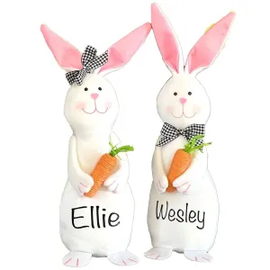 Personalized Super Soft Plush Bunny with Carrot, 14'' Stuffed Animal Toy Children'S First Companion Toys | Spring Decor | Easter Decor | Beanie Bunny | Easter Rabbit
