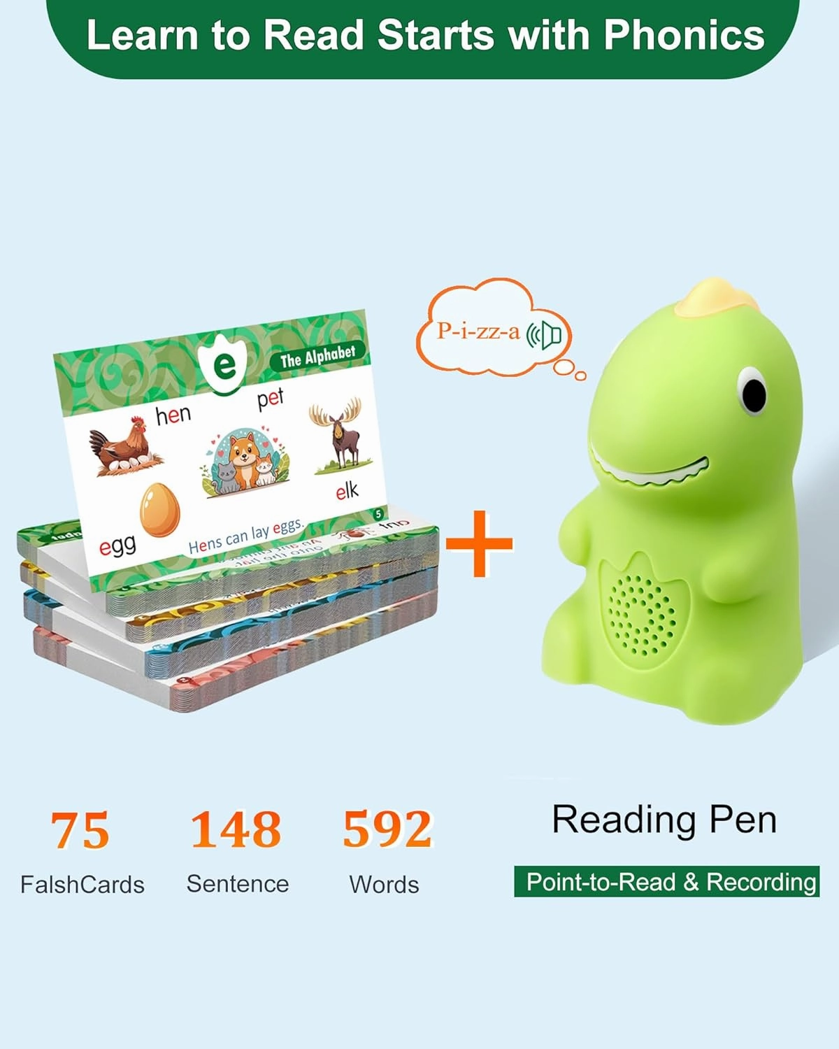 Phonics Flash Cards with Reading Pen,Learn to Read Books for Kids 3-7 with CVC&Sight Words,Sensory Toys for Kids with Autism, Preschool/Kindergarten Learning Activities,Ideal Gifts for Boys & Girls