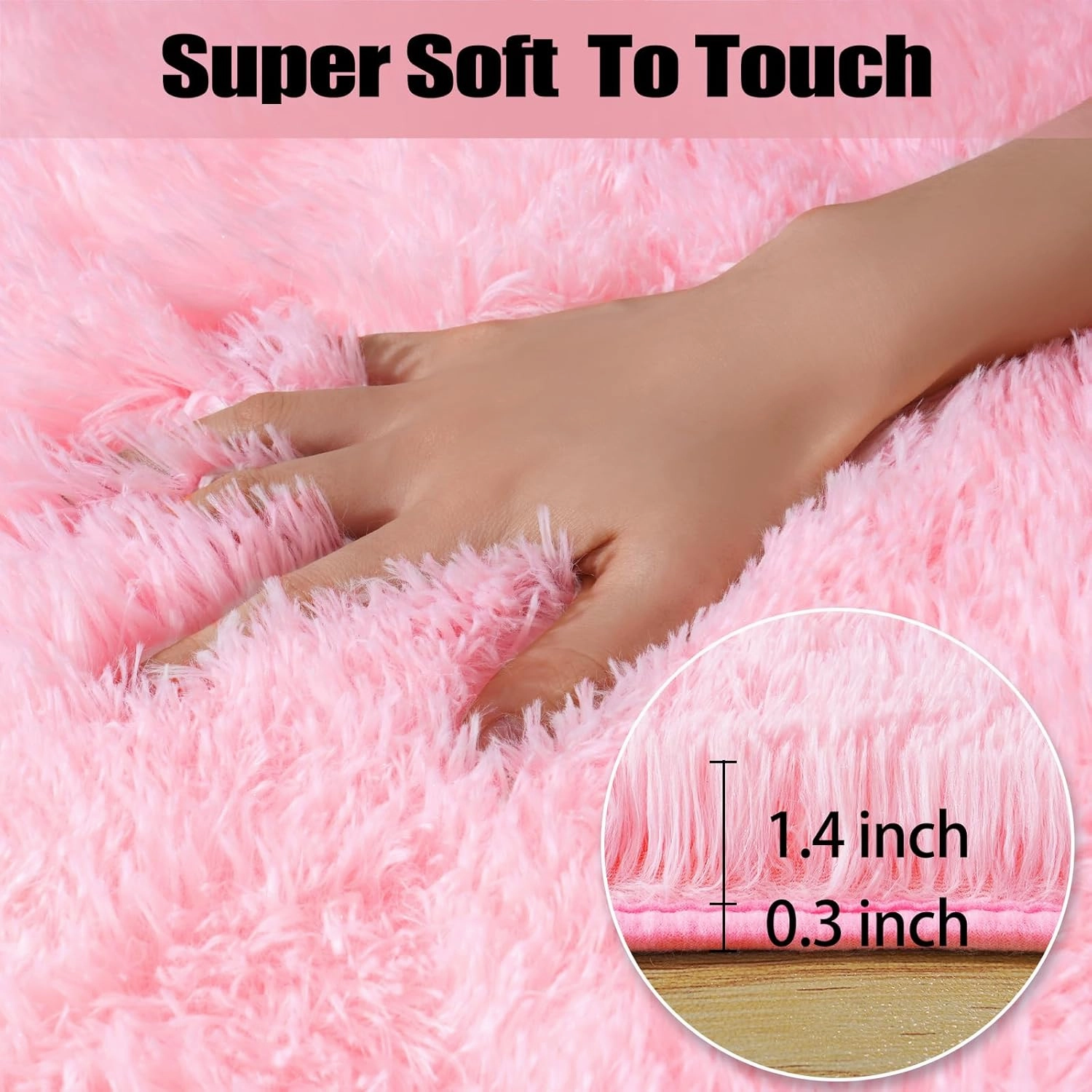 Pink Area Rugs for Bedroom, 4x6 Fluffy Soft Shag Rugs for Living Room, Small Fuzzy Plush Shaggy Carpets for Boys and Girls Dorm Room Home Decor (4ft x 6ft, Pink)