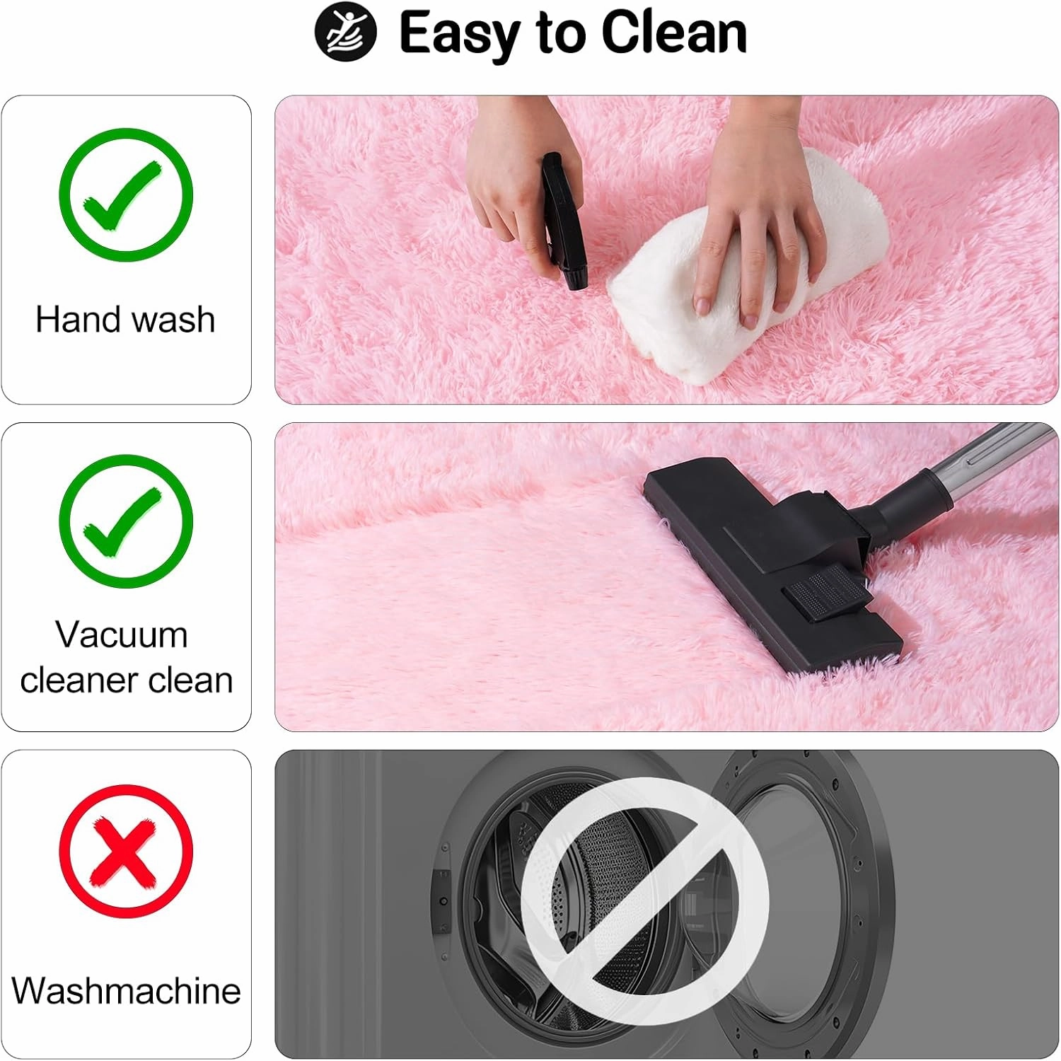 Pink Area Rugs for Bedroom, 4x6 Fluffy Soft Shag Rugs for Living Room, Small Fuzzy Plush Shaggy Carpets for Boys and Girls Dorm Room Home Decor (4ft x 6ft, Pink)