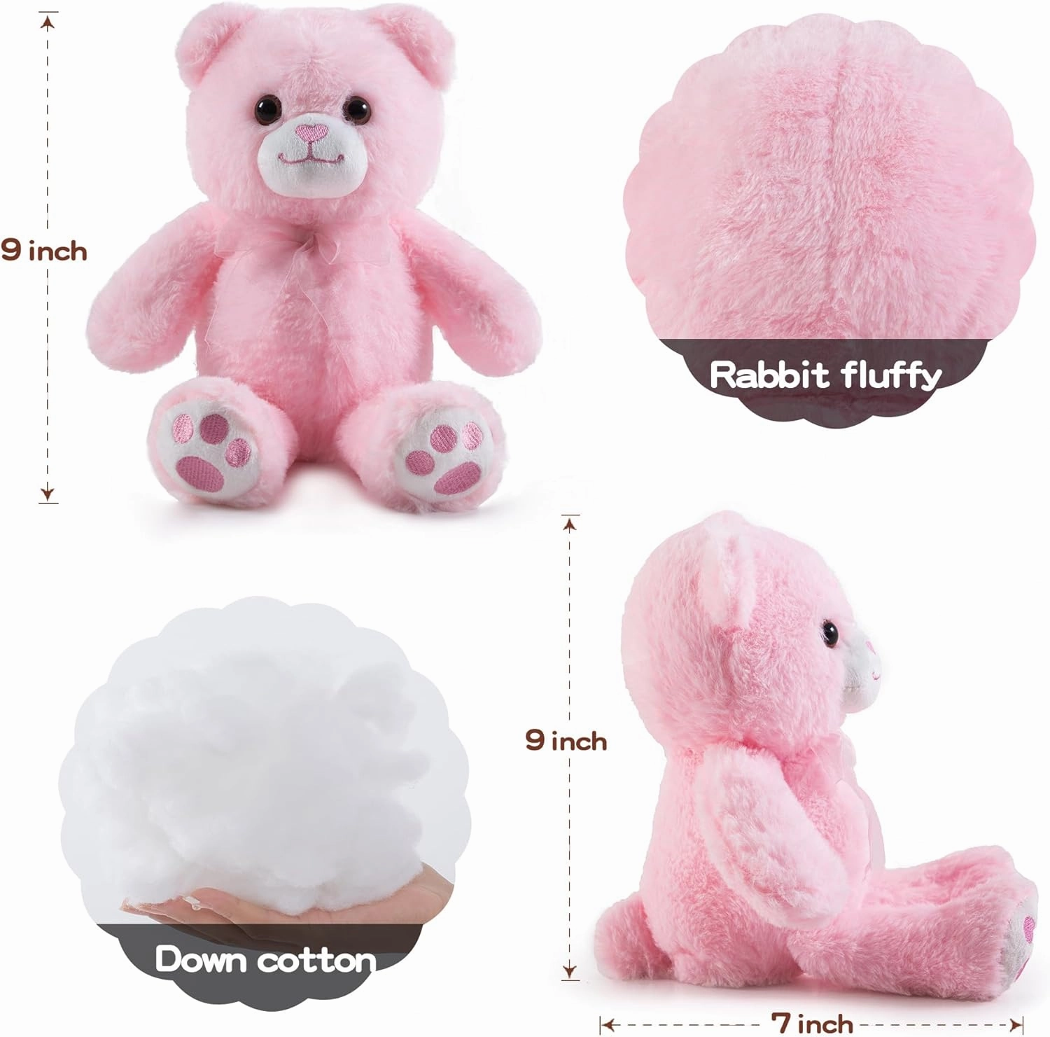Pink Teddy Bear Stuffed Animal with Heart Plush Toys for Girlfriend, Cute Stuffed Animals, Teddy Bears, 9 Inch Animal Plushies, Valentine's Day