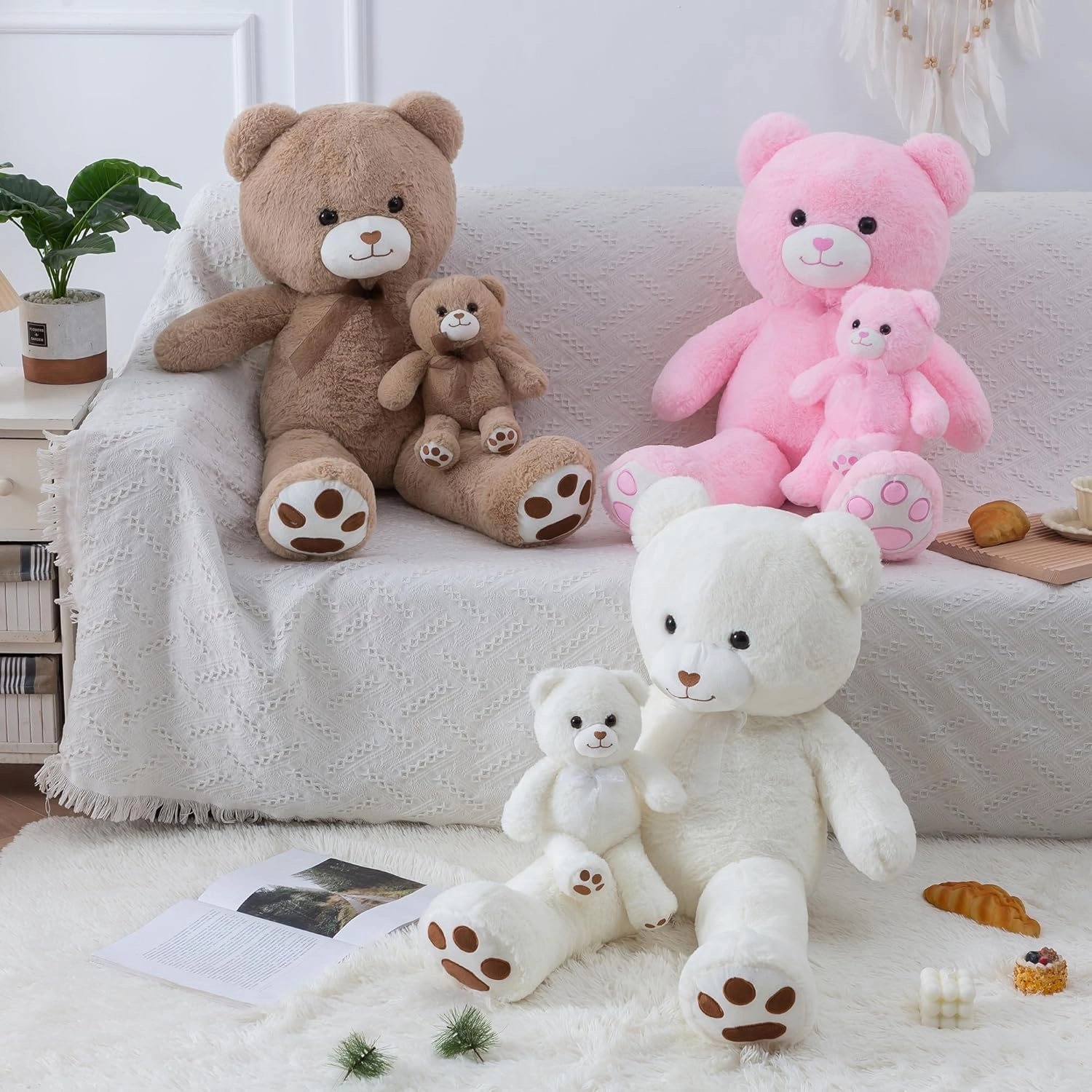 Pink Teddy Bear Stuffed Animal with Heart Plush Toys for Girlfriend, Cute Stuffed Animals, Teddy Bears, 9 Inch Animal Plushies, Valentine's Day