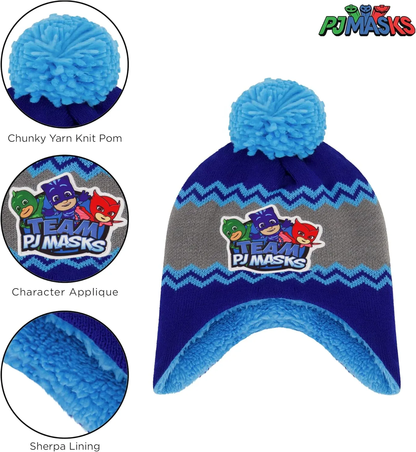 PJ Masks Boys' Winter Accessory Hat and Mittens Set, Toddler Beanie for Kids