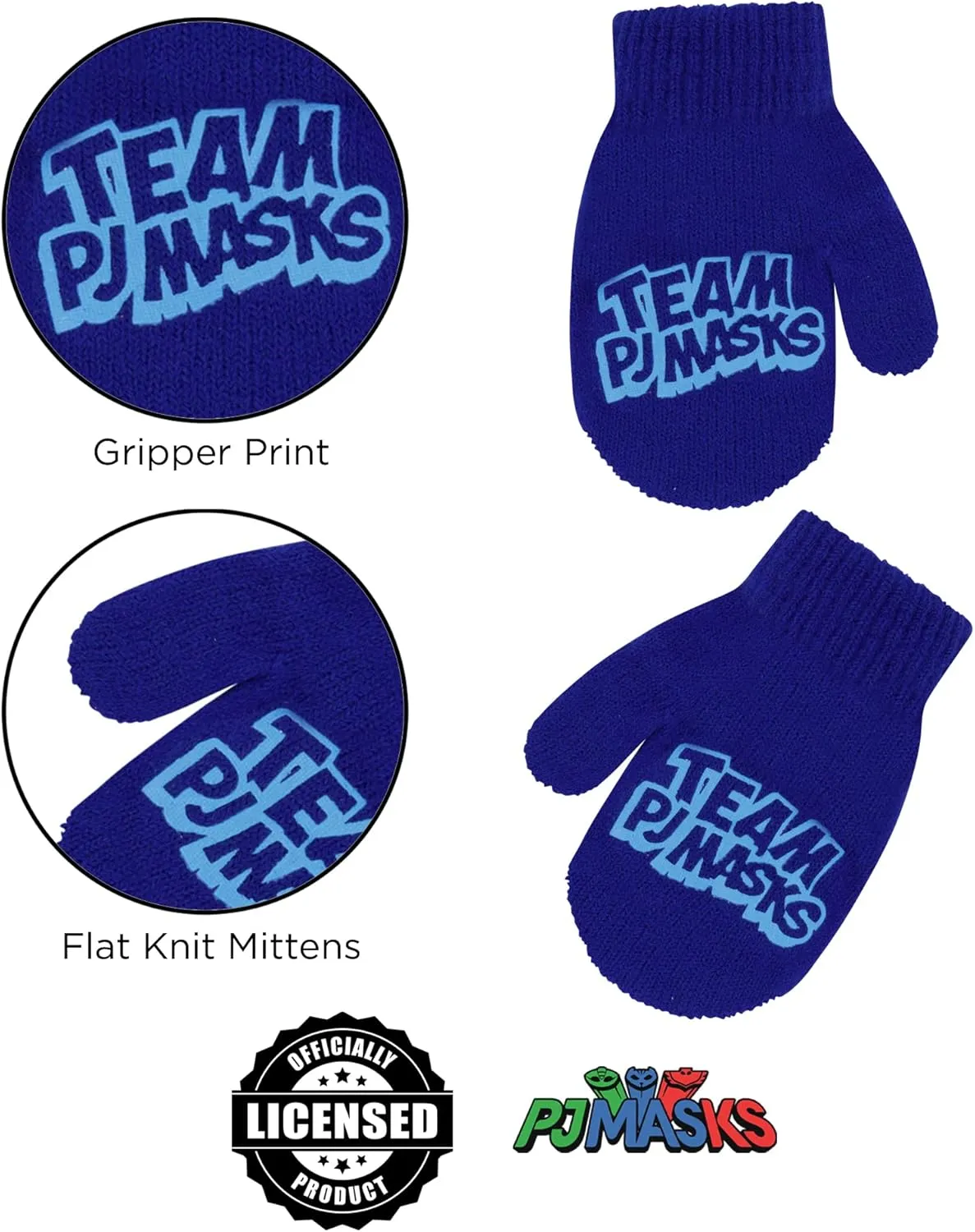 PJ Masks Boys' Winter Accessory Hat and Mittens Set, Toddler Beanie for Kids