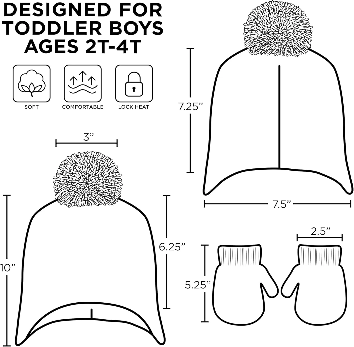 PJ Masks Boys' Winter Accessory Hat and Mittens Set, Toddler Beanie for Kids