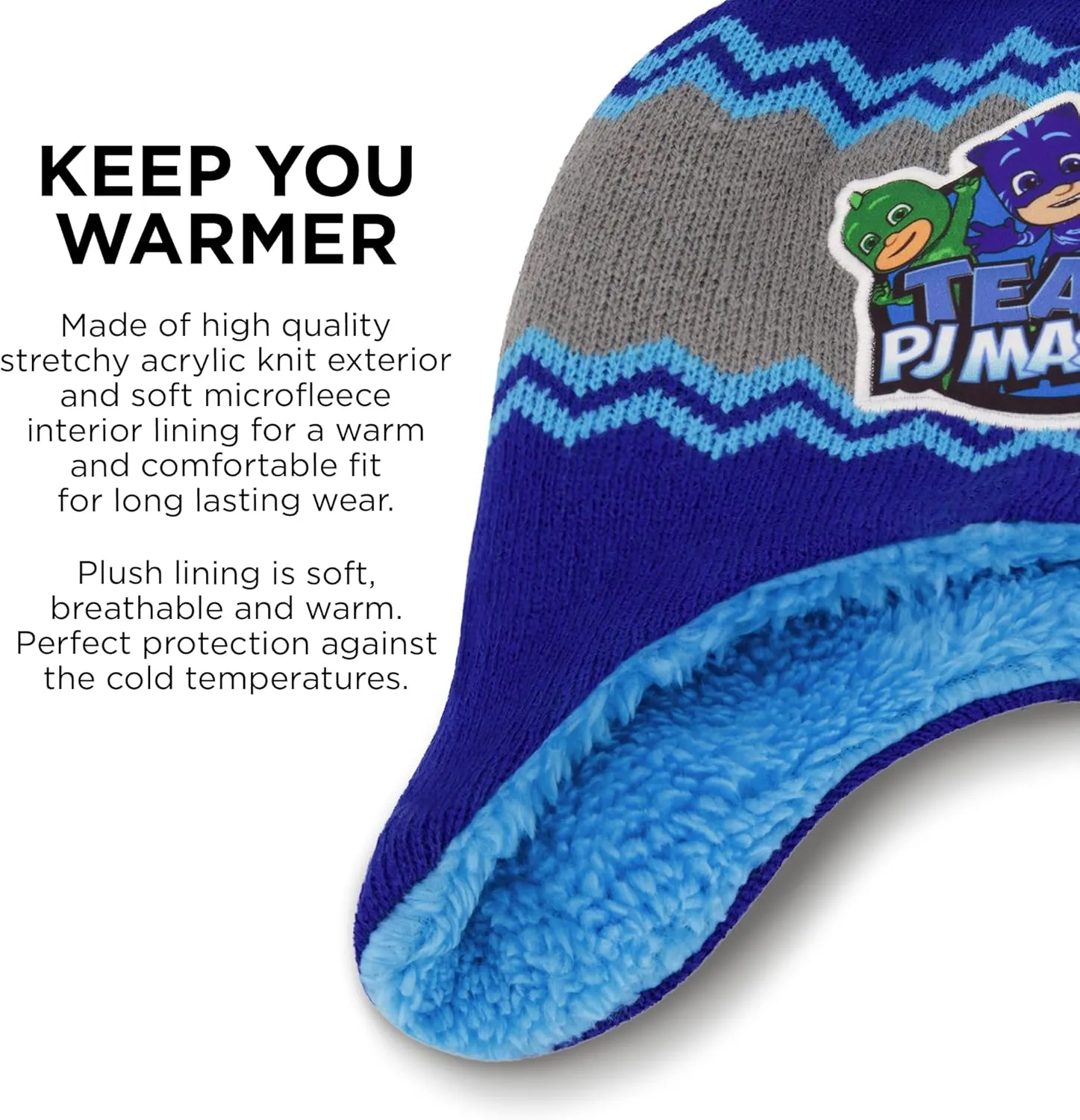 PJ Masks Boys' Winter Accessory Hat and Mittens Set, Toddler Beanie for Kids