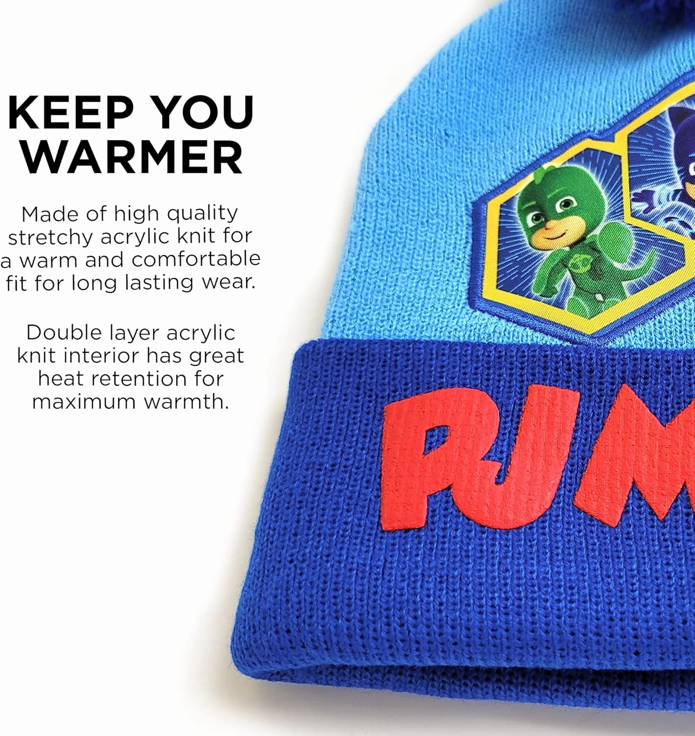 PJ Masks Boys' Winter Accessory Hat and Mittens Set, Toddler Beanie for Kids