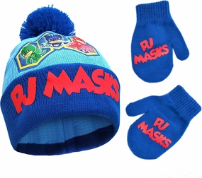 PJ Masks Boys' Winter Accessory Hat and Mittens Set, Toddler Beanie for Kids
