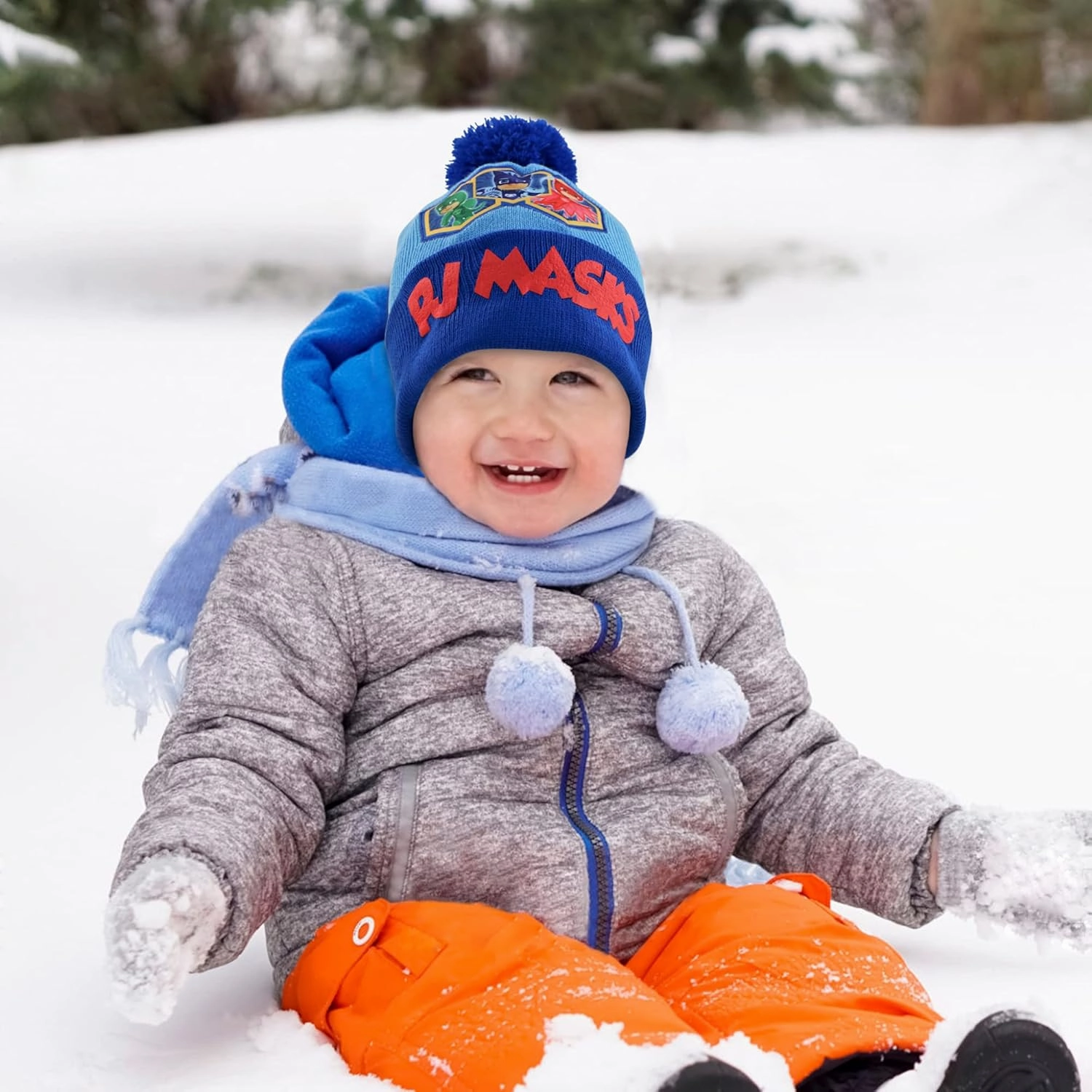 PJ Masks Boys' Winter Accessory Hat and Mittens Set, Toddler Beanie for Kids