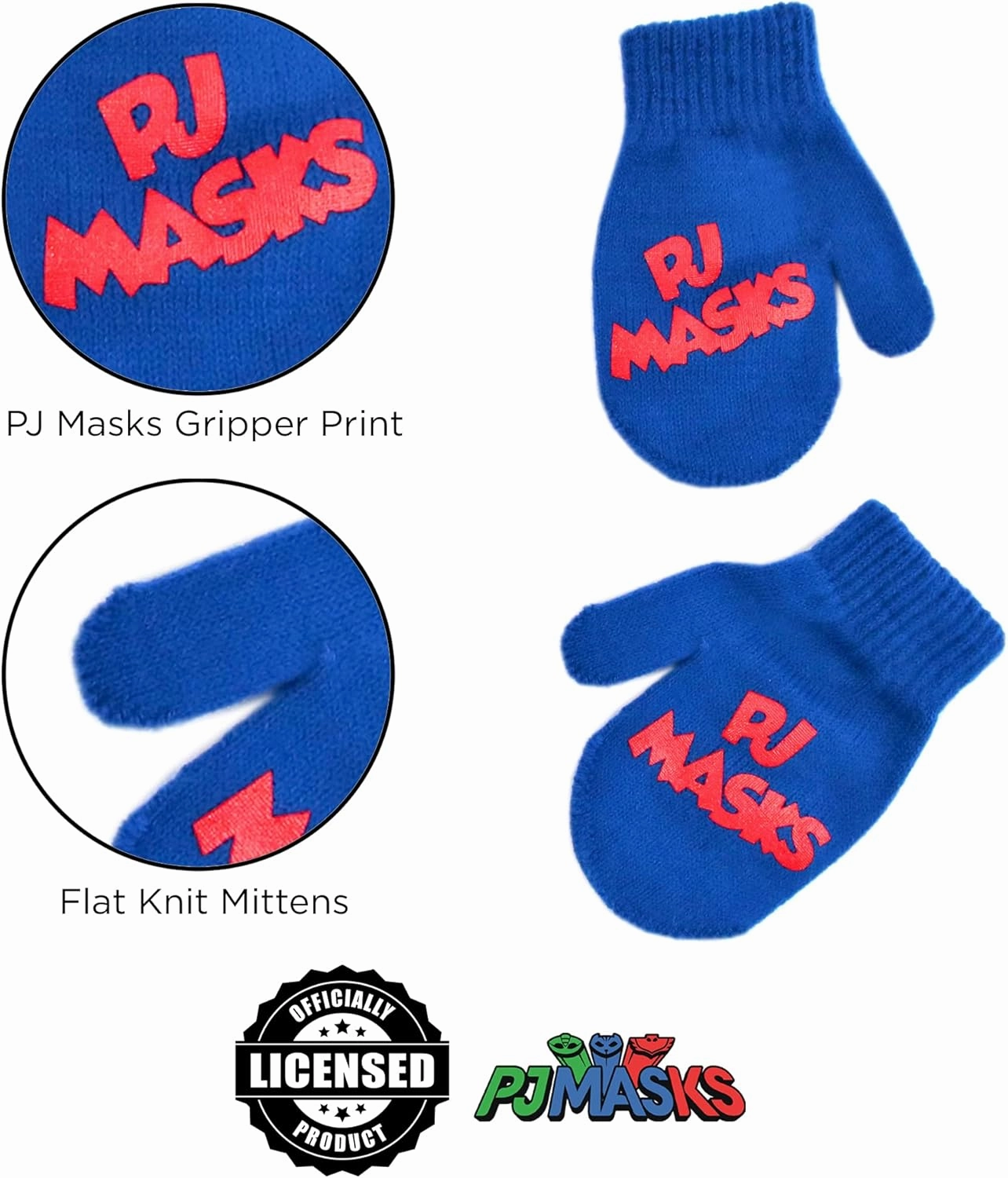PJ Masks Boys' Winter Accessory Hat and Mittens Set, Toddler Beanie for Kids