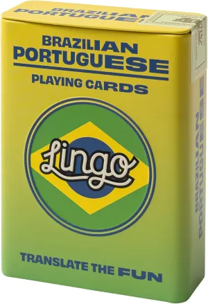 Playing Cards in Tin Box | Sturdy Travel Case | Language Learning Game Set with Useful Phrases | Fun Visual Flashcard Deck to Increase Vocabulary and Pronunciation Skills (Brazilian)