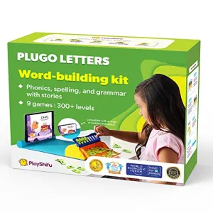 PlayShifu Educational Word Game - Plugo Letters (Kit   App with 9 Learning Games) STEM Toy Gifts for Kids Age 4 5 6 7 8 | Phonics, Spellings & Grammar | 48 Alphabet Tiles (Works with tabs / mobiles)