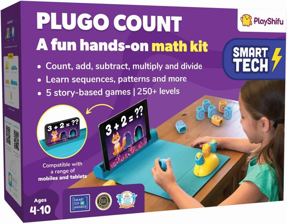 PlayShifu STEM Toy Math Game - Plugo Count (Kit   App with 5 Interactive Math Games) Educational Toy for 4 5 6 7 8 Year Old Birthday Gifts | Story-Based Learning for Kids (Works with tabs/mobiles)