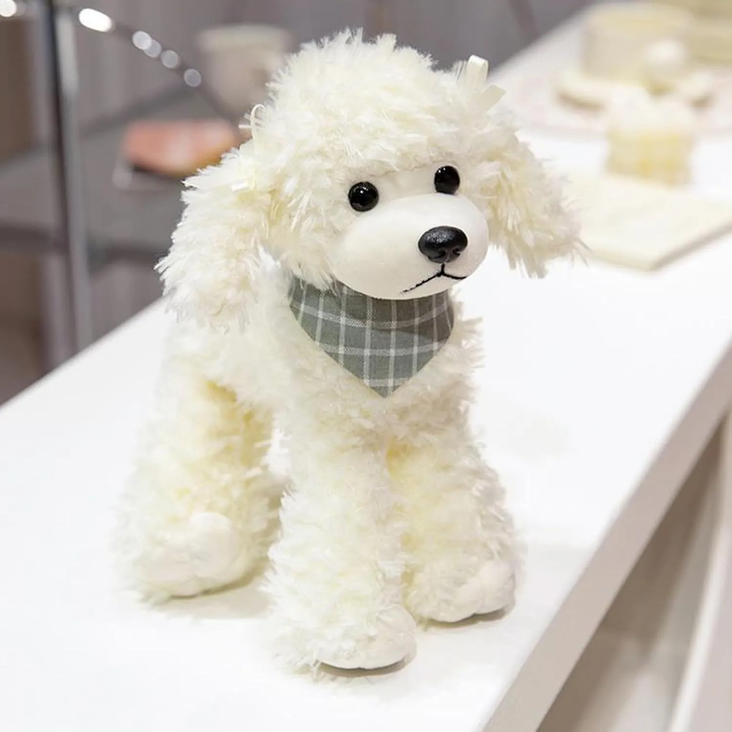 Plush Poodle Dog Puppy Stuffed Animals Toys Dolls Kids Gifts 9 Inches (White)