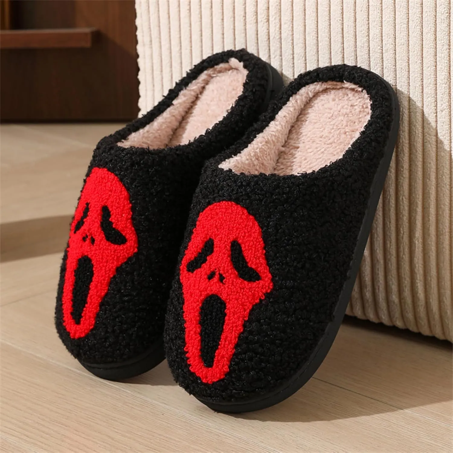 Plush Slippers for Women and Men - Cozy Indoor Slip-On House Shoes - Soft Winter Cotton Slippers with Cute Designs