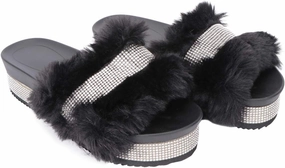 Plush Slippers Open Toe Stage Rhinestone Fuzzy Slippers Shoes Household Outdoor Indoor Slippers Shoes Girls Slippers Gift 1 Pair