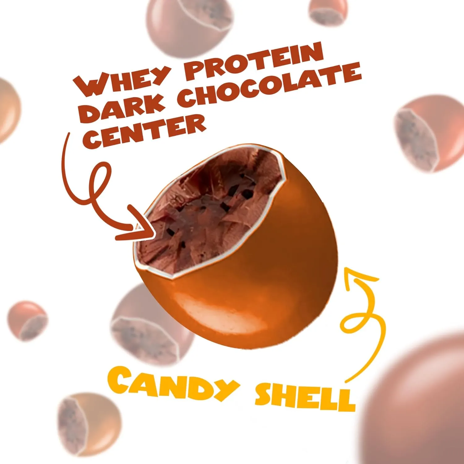 POINTS! KRUNCH Dark Chocolate High Protein Snack With Whey Protein, Candy Shell High Protein Snacks For Adults & Kids, Healthy Protein Candy, No Artificial Additives