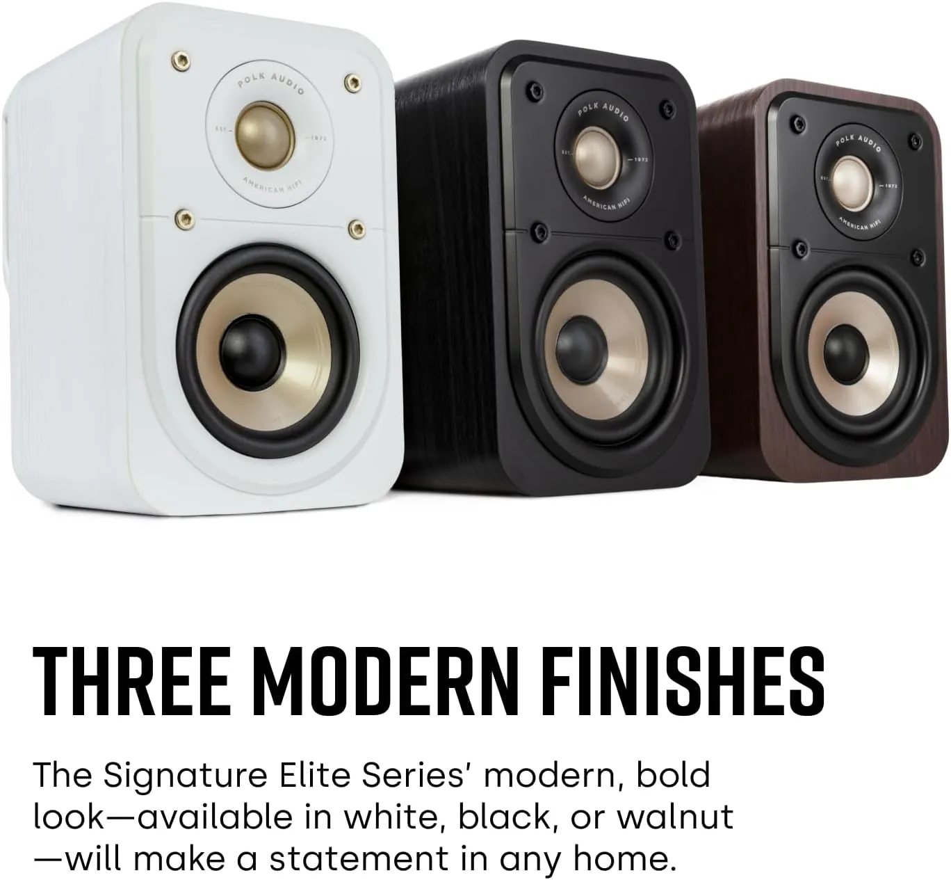 Polk Signature Elite ES10 Surround Loudspeaker - Hi-Res Audio Certified, Dolby Atmos & DTS:X Compatible, 1" Tweeter & 4" Woofer, Power Port Technology for Effortless Bass (Pair, Contemporary Walnut)