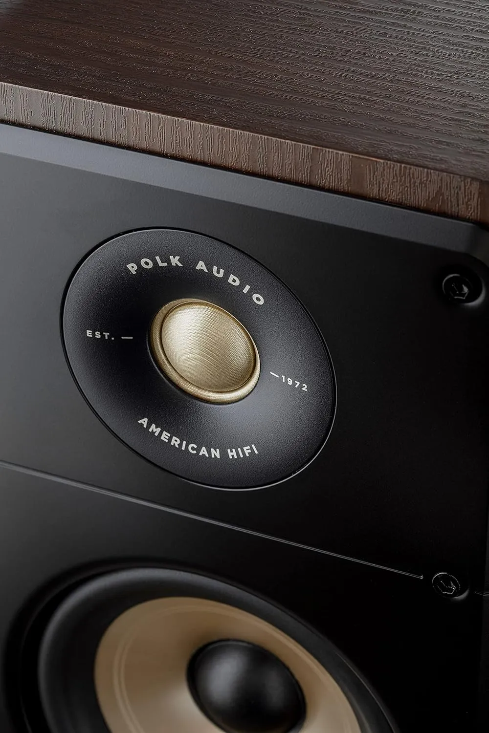 Polk Signature Elite ES10 Surround Loudspeaker - Hi-Res Audio Certified, Dolby Atmos & DTS:X Compatible, 1" Tweeter & 4" Woofer, Power Port Technology for Effortless Bass (Pair, Contemporary Walnut)