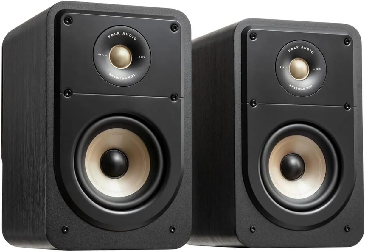 Polk Signature Elite ES15 Bookshelf Speaker - Hi-Res Audio Certified, Dolby Atmos & DTS:X Compatible, 1" Tweeter & 5.25" Woofer, Power Port Technology for Effortless Bass (Pair, Stunning Black)