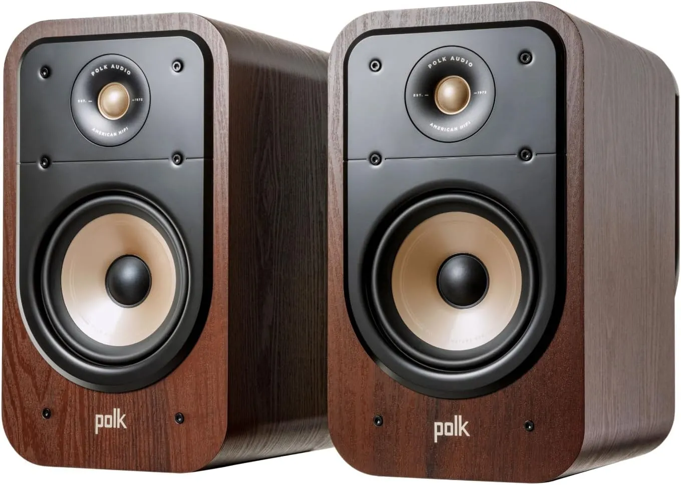 Polk Signature Elite ES20 Bookshelf Speaker - Hi-Res Audio Certified, Dolby Atmos & DTS:X Compatible, 1" Tweeter & 6.5" Woofer, Power Port Technology for Effortless Bass (Pair, Elegant White-Washed)