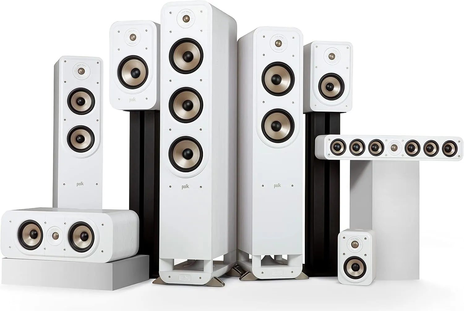 Polk Signature Elite ES20 Bookshelf Speaker - Hi-Res Audio Certified, Dolby Atmos & DTS:X Compatible, 1" Tweeter & 6.5" Woofer, Power Port Technology for Effortless Bass (Pair, Elegant White-Washed)