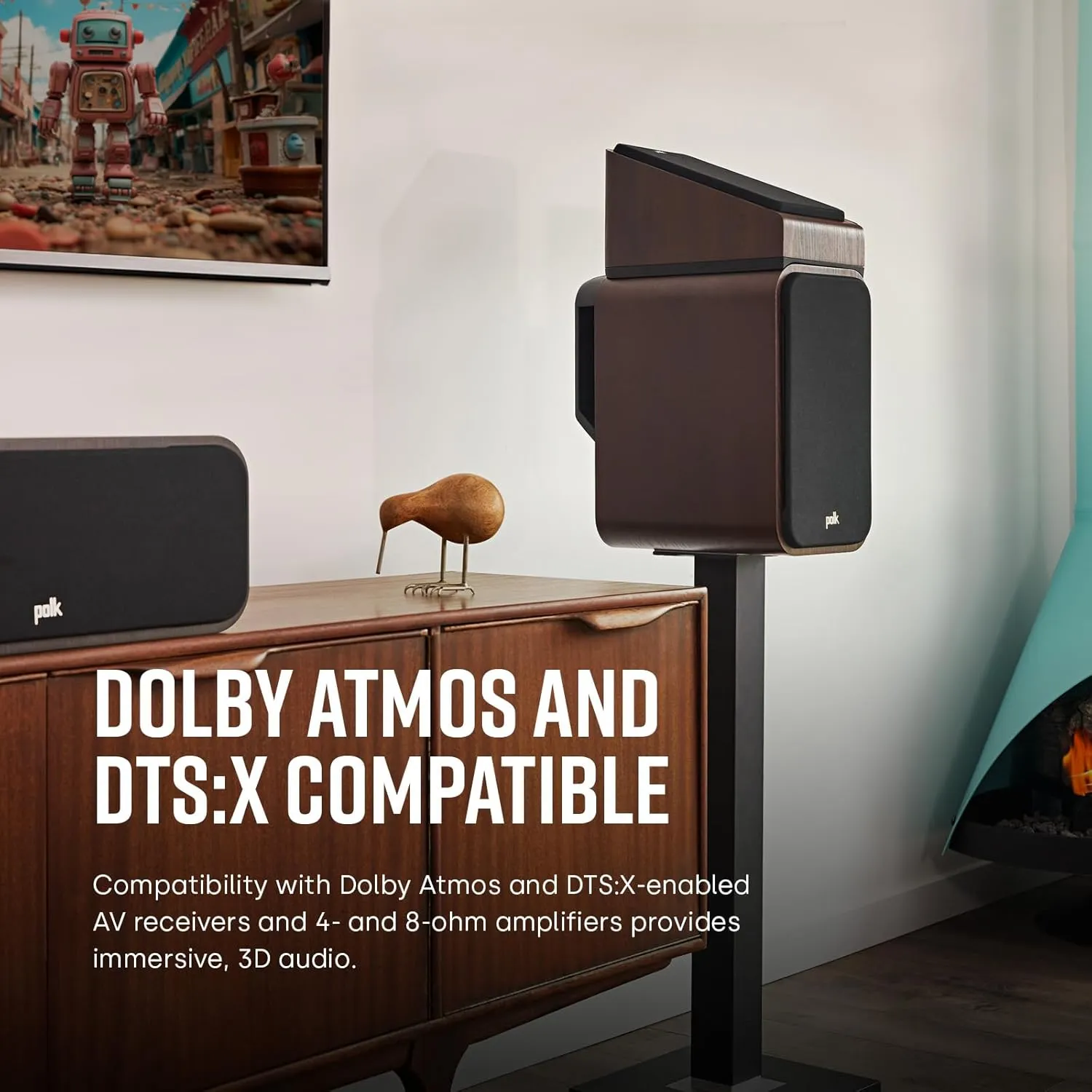 Polk Signature Elite ES20 Bookshelf Speaker - Hi-Res Audio Certified, Dolby Atmos & DTS:X Compatible, 1" Tweeter & 6.5" Woofer, Power Port Technology for Effortless Bass (Pair, Elegant White-Washed)