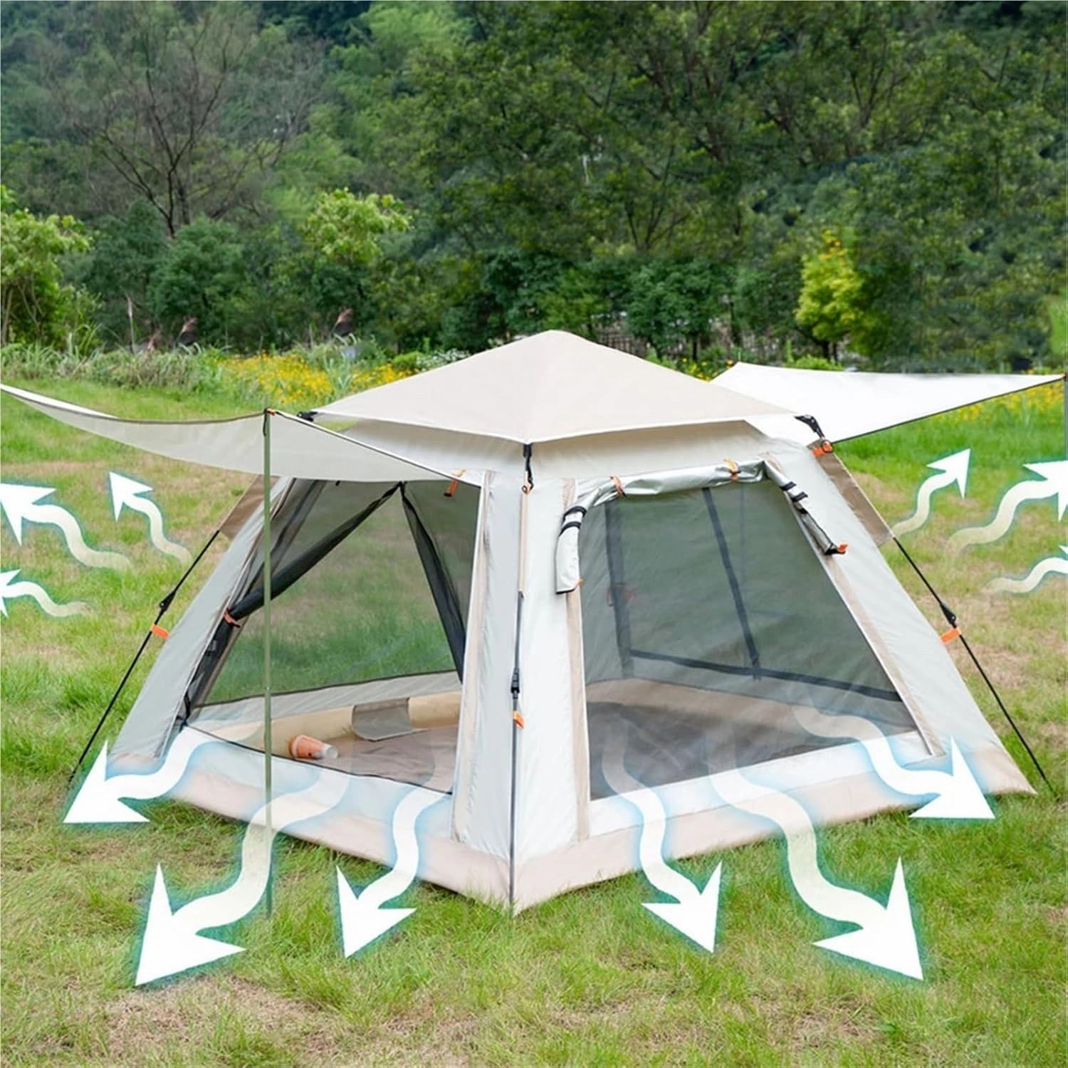 Pop Up Tents Instant Pop Up Tent Automatic Camping Tent 3 4 People Pop Up Camping Tent with Mesh Window Waterproof for Family Vacation Trip Adult Pop Up Tent
