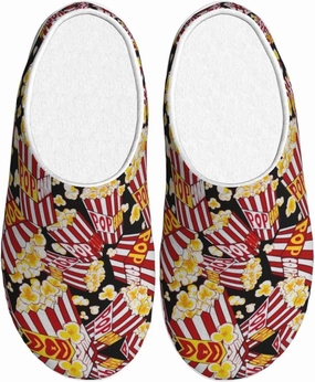 Popcorn Print print Men's Women's Slippers Comfort Closed Toe House Shoes Fall Winter Home Slippers Indoor Scuff