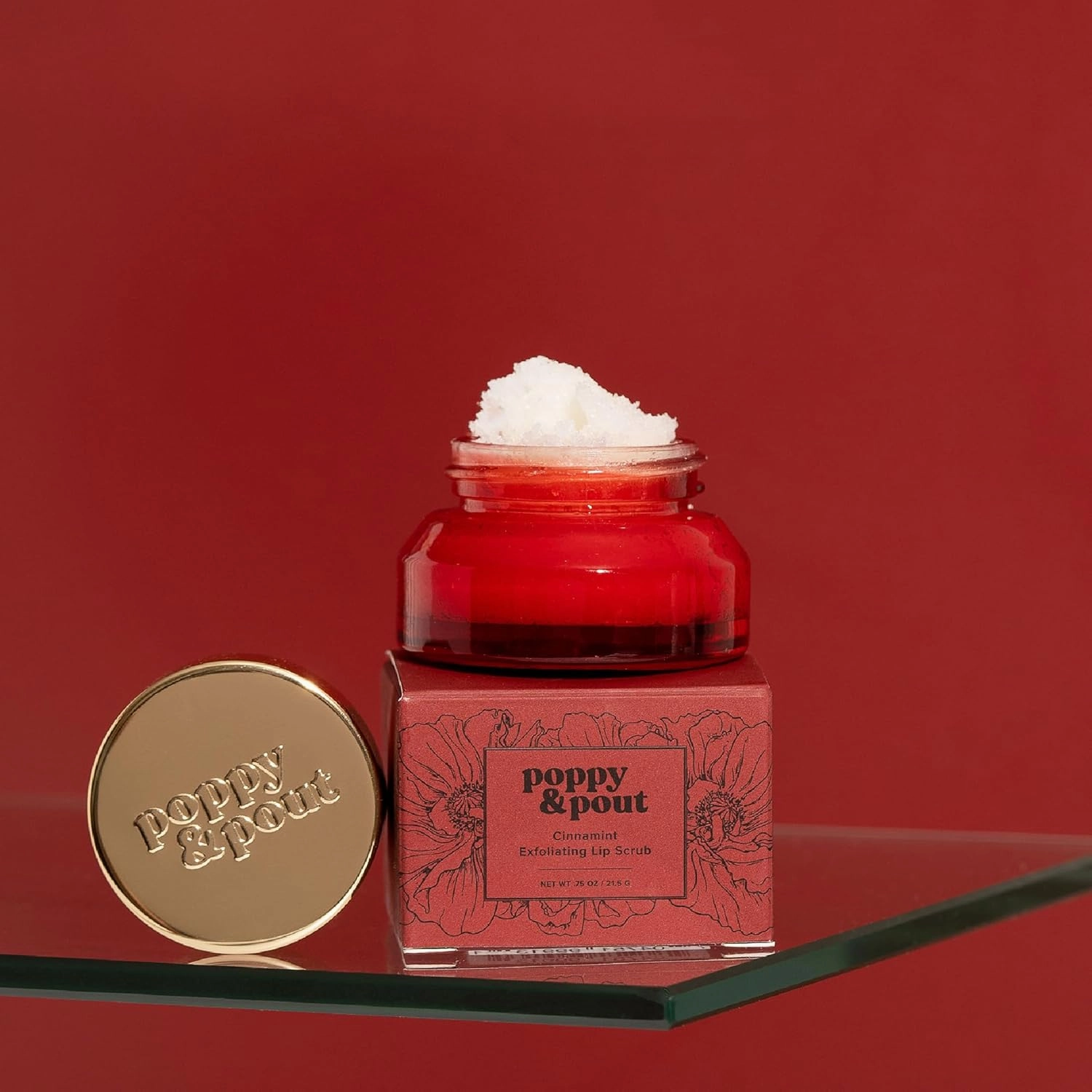 Poppy & Pout Lip Care Set | Lip Balm & Scrub | Sustainable Cardboard Tubes & Glass Jars, All Natural, Beeswax, Coconut Oil, Cruelty Free, Exfoliating & Moisturizing Lip Treatment (Cinnamint)