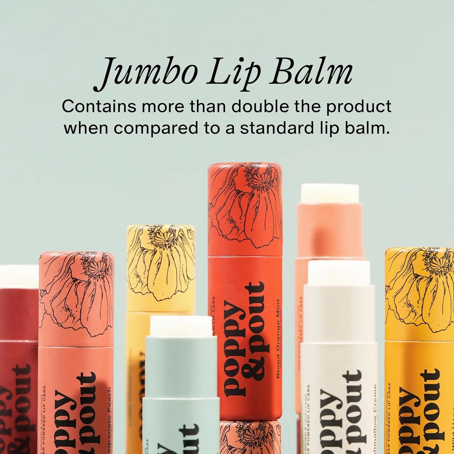 Poppy & Pout Lip Care Set | Lip Balm & Scrub | Sustainable Cardboard Tubes & Glass Jars, All Natural, Beeswax, Coconut Oil, Cruelty Free, Exfoliating & Moisturizing Lip Treatment (Cinnamint)