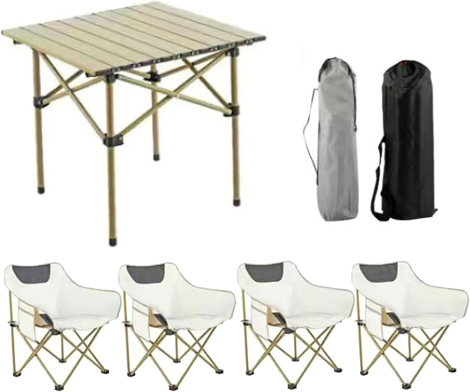 Portable Aluminum Roll up Camping Table Set with Lightweight Air Table Top Ideal for BBQ Garden Hiking and Fishing.