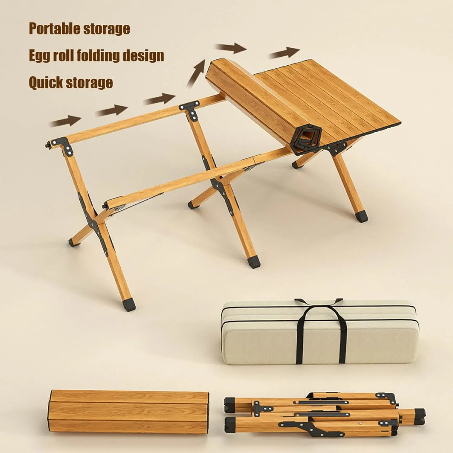 Portable Camping Chairs and Table for Camping, Travel, Beach and Picnic (1 Table and 4 Chairs) Ultralight Aluminum Folding Table and Hiking Chairs - Compact Stable, Large