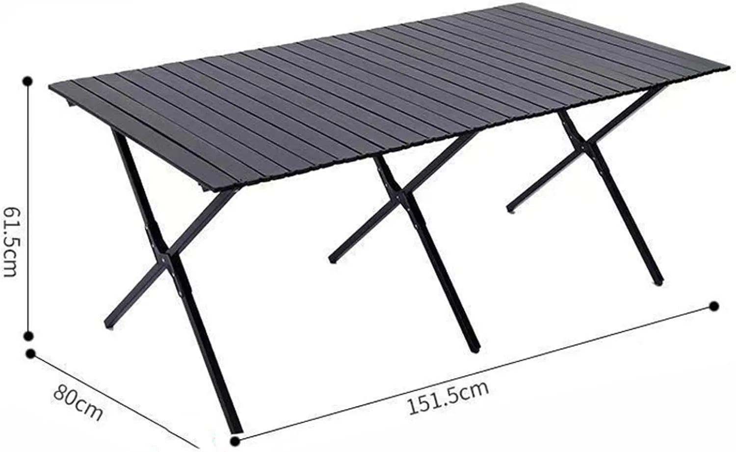 Portable Picnic Table Chairs Set, Folding Roll up Carbon Steel Camp Side Table Collapsible Camping Chairs Lightweight Foldable Compact Table for Patio Beach, 7PCS-Walnut, 53cm-black-5pcs